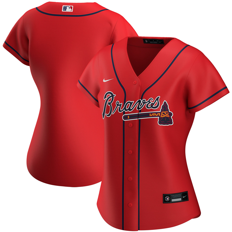 2020 MLB Women Atlanta Braves Nike Red Alternate 2020 Replica Jersey 1->atlanta braves->MLB Jersey